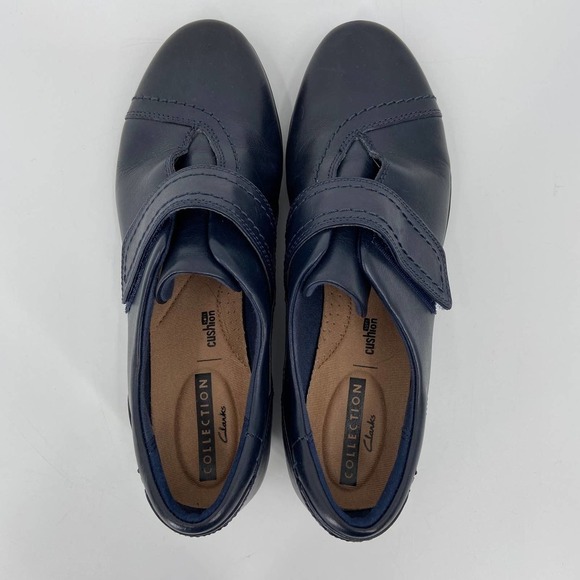 Clarks Collection Leather Slip On Shoes Comfort Cushion Monk Strap Navy Size 6.5 - Picture 6 of 10
